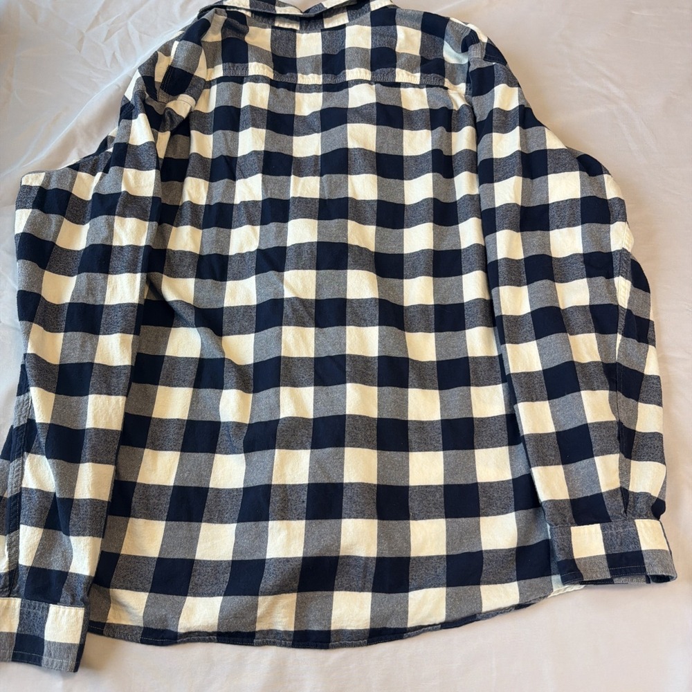 LL Bean Flannel Shirt Blue & White Lumberjack Plaid Organic Cotton Adult 3XL-Reg - Picture 5 of 5
